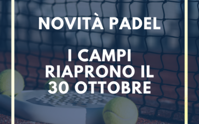 Il 30 Ottobre riaprono i campi da padel dell’Island Fun Village