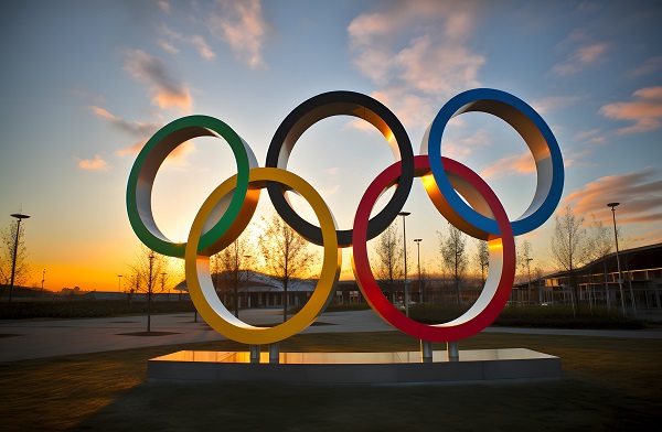 I cerchi olimpici, uno dei simboli della storia delle Olimpiadi.